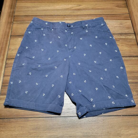 Croft & Barrow Navy Stretch Shorts w/ Embroidered Anchors - Size 12 - Picture 1 of 3